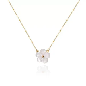 Shell flower necklace French retro clavicle necklace female niche jewelry
