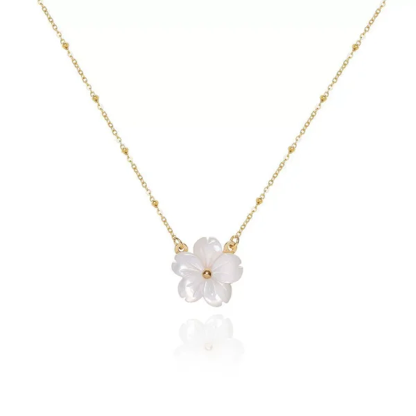Shell flower necklace French retro clavicle necklace female niche jewelry