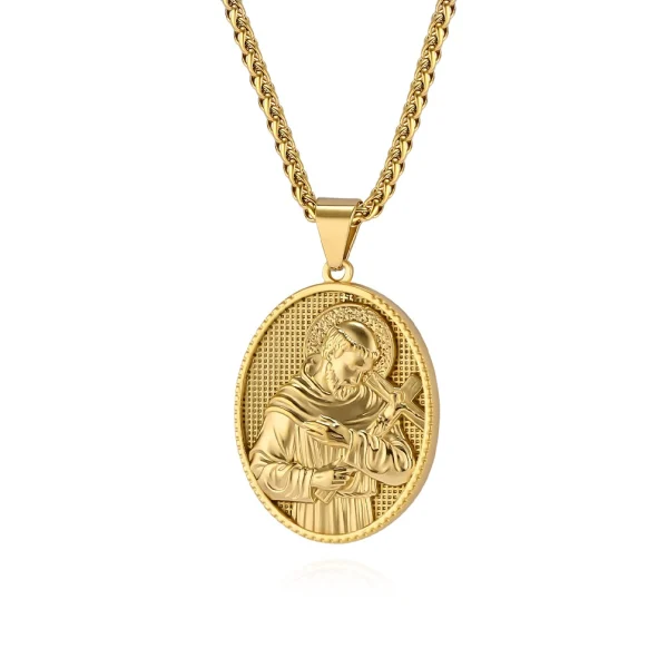 Retro trend stainless steel necklace Greek Virgin Mary Jesus three-dimensional 3D relief stainless steel accessories - 图片 2