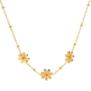 Sunflower three small daisy gold necklace female summer clavicle necklace