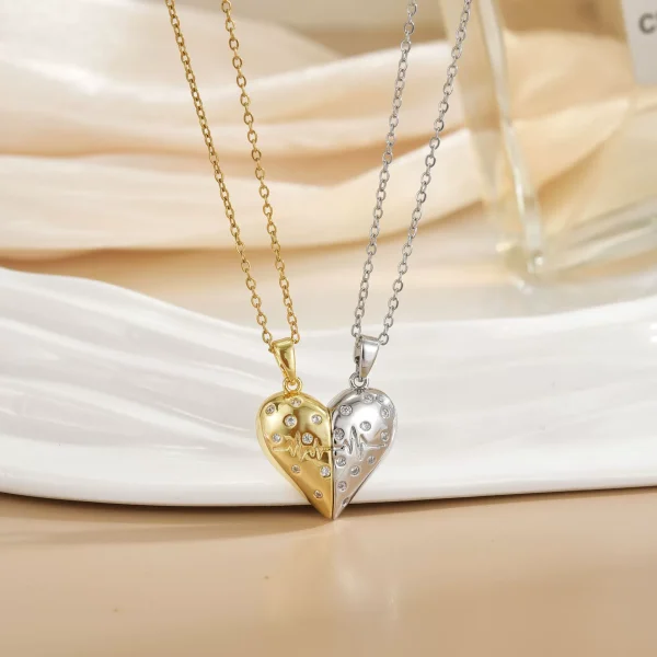 Copper plated 18k gold good friend cartoon rainbow magnetic creative necklace interchangeable friendship love necklace - 图片 3