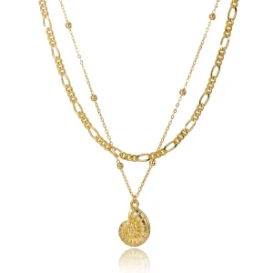 Ocean necklace for women 18k gold-plated double-layer tassel necklace for women summer stacking clavicle