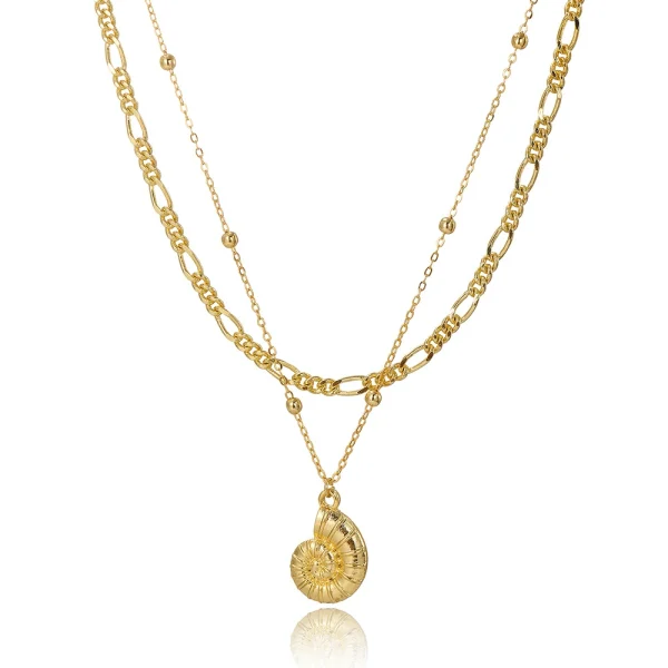 Ocean necklace for women 18k gold-plated double-layer tassel necklace for women summer stacking clavicle