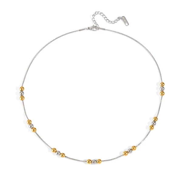 Stainless steel gold bead necklace small round bead necklace suit partner