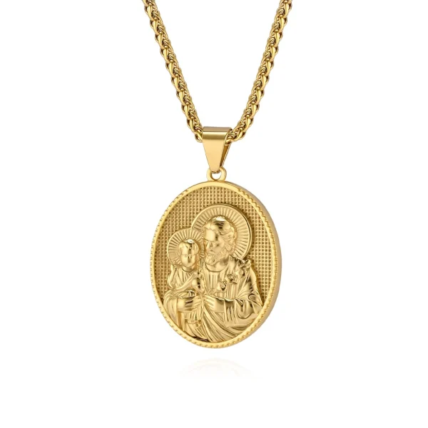 Retro trend stainless steel necklace Greek Virgin Mary Jesus three-dimensional 3D relief stainless steel accessories - 图片 3