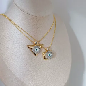 New eye pendant necklace niche eye necklace triangle square necklace