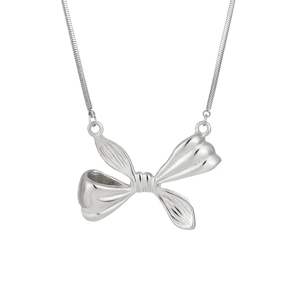 Fashionable exaggerated bow necklace for women titanium steel plated with real gold PVD high-grade women's necklace - 图片 2