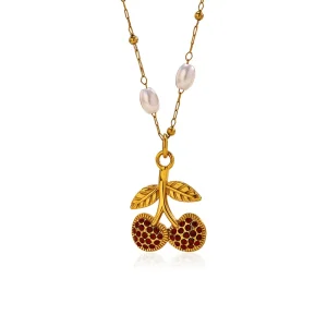 Pearl Diamond Cherry Necklace Women's Clavicle Necklace Accessories Wholesale
