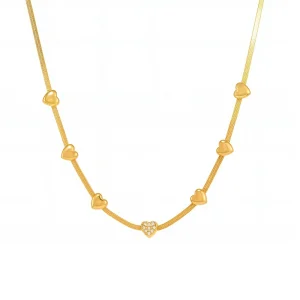 5A zircon love necklace female stainless steel blade ladies snake bone chain