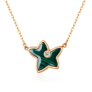 18K Gold Necklace Women's Forest Rose Gold Colored Gold Maple Leaf Clavicle Necklace
