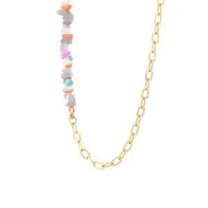 Bohemian natural stone gravel necklace female ins style irregular crystal stainless steel clavicle chain