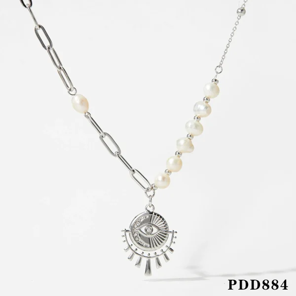Stainless steel necklace sunflower pearl clavicle chain cross-border titanium steel jewelry - 图片 6