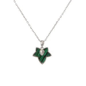 Stainless steel zircon maple leaf necklace simple accessories