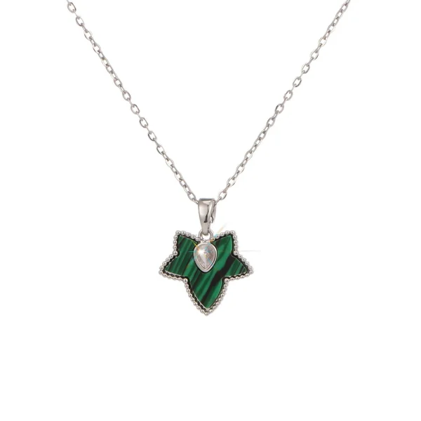 Stainless steel zircon maple leaf necklace simple accessories