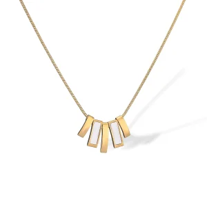 Genuine gold electroplated titanium steel personality geometric mother-of-pearl long necklace simple high-end accessories