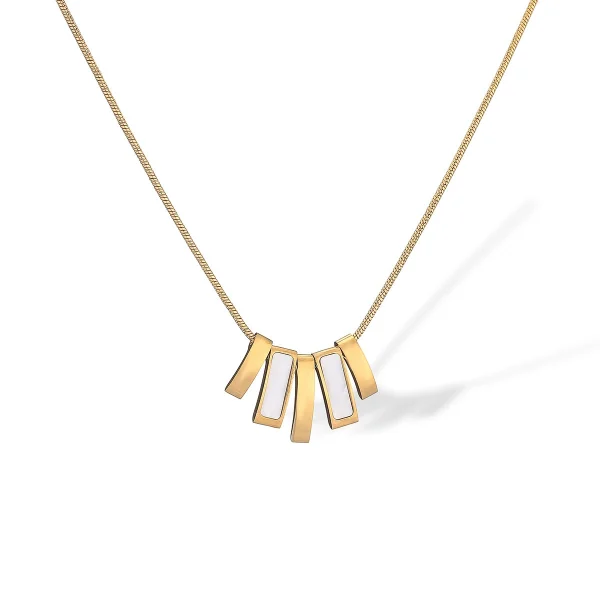 Genuine gold electroplated titanium steel personality geometric mother-of-pearl long necklace simple high-end accessories