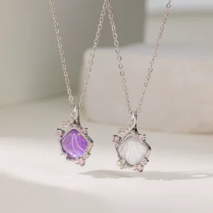 Purple Colorful Shell Necklace Micro-inlaid Zircon Necklace Holiday Style