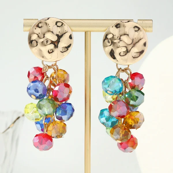 Crystal colored grape-shaped beaded tassel earrings for girls
