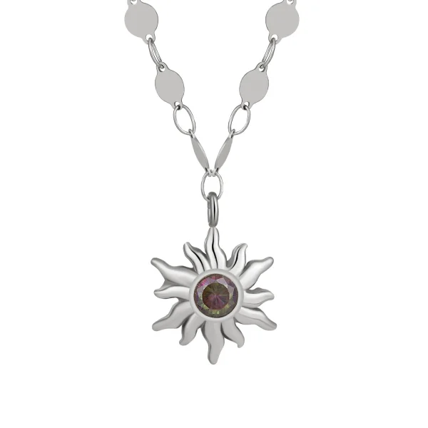 Bohemian Greek sunflower pendant necklace female ins high-end design fashion titanium steel clavicle - 图片 3