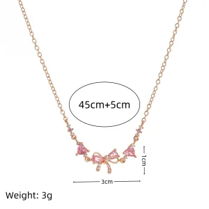 Cute sweet love zircon bow necklace female Valentine's Day gift jewelry