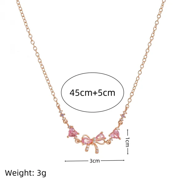 Cute sweet love zircon bow necklace female Valentine's Day gift jewelry