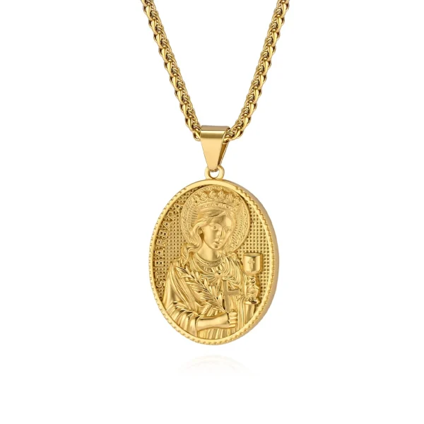 Retro trend stainless steel necklace Greek Virgin Mary Jesus three-dimensional 3D relief stainless steel accessories