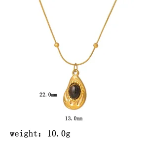 Tiger Eye Stainless Steel Pendant Necklace