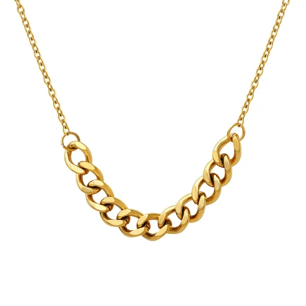 Exaggerated thick chain necklace hip-hop Cuban chain titanium steel plated 18k gold environmentally friendly necklace