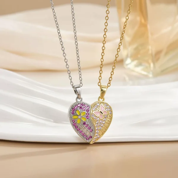 Copper plated 18k gold good friend cartoon rainbow magnetic creative necklace interchangeable friendship love necklace - 图片 4