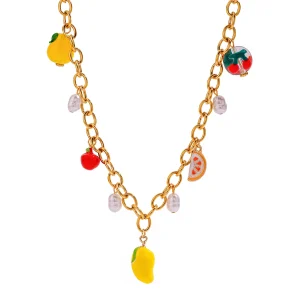 Pearl necklace for women stainless steel non-fading sweet romantic fruit mango clavicle necklace jewelry