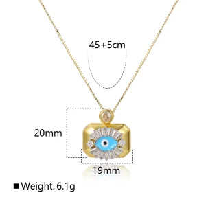 Popular square copper-plated two-color oil-drop eye necklace versatile temperament female net celebrity necklace jewelry