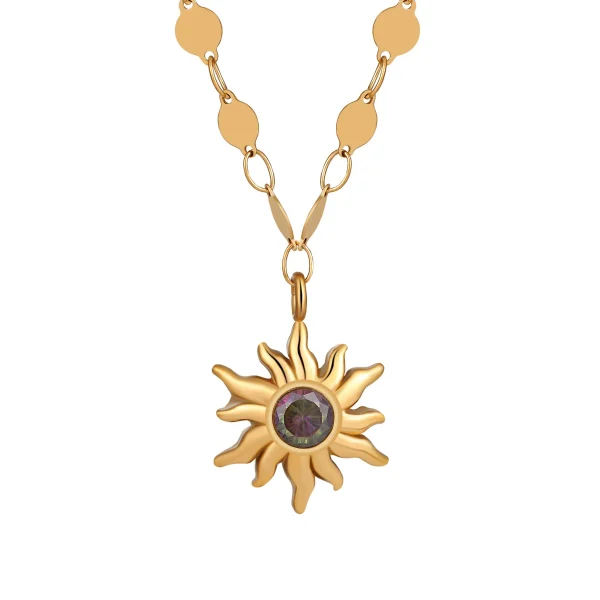 Bohemian Greek sunflower pendant necklace female ins high-end design fashion titanium steel clavicle
