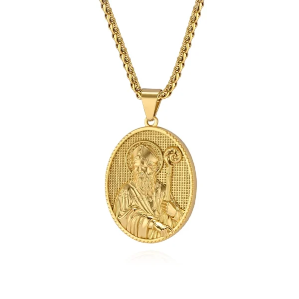 Retro trend stainless steel necklace Greek Virgin Mary Jesus three-dimensional 3D relief stainless steel accessories - 图片 4