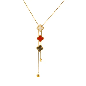 Three-color lucky clover necklace titanium steel does not fade 18K gold plated adjustable necklace