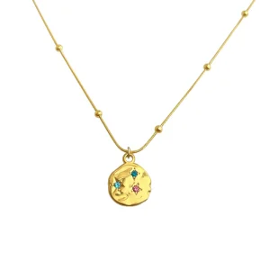 Stainless steel star diamond electroplating 18K high color retention necklace