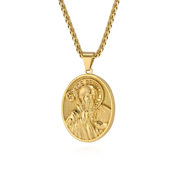 Retro trend stainless steel necklace Greek Virgin Mary Jesus three-dimensional 3D relief stainless steel accessories - 图片 7