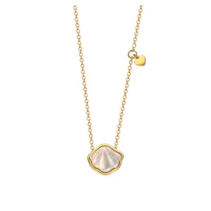 Ocean Style Love White Shell Necklace Titanium Steel 18K Gold Plated Necklace