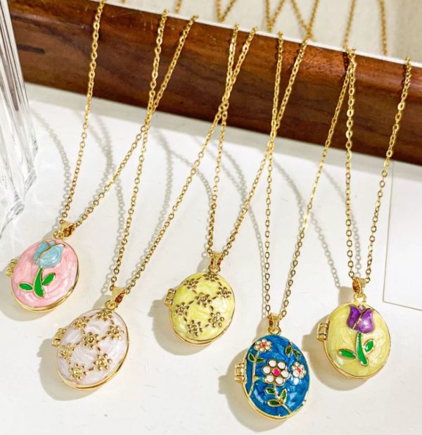 Hot selling retro enamel photo clip necklace fashion titanium steel necklace