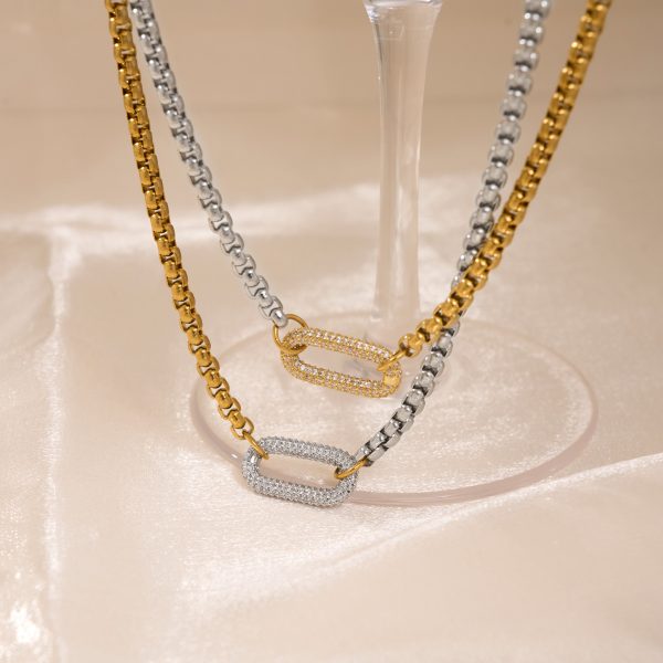 18k real gold electroplated titanium steel corn chain U-shaped pendant necklace