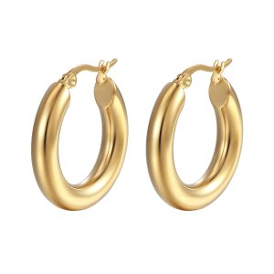 Simple round wire earrings with 18K gold-plated stainless steel earrings