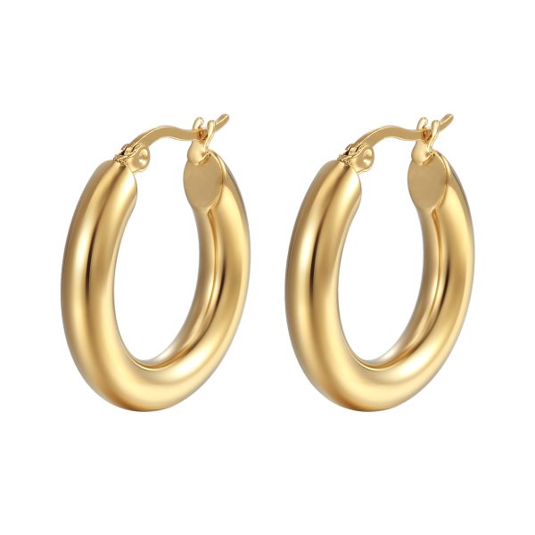 Simple round wire earrings with 18K gold-plated stainless steel earrings