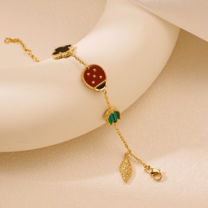 Stainless Steel Ladybug Bracelet Four-Leaf Clover Multicolor Bracelet