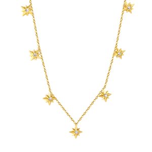 Fashionable eight-pointed star multi-pendant gold necklace