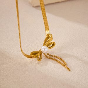 French Bow Tassel Necklace for Girls