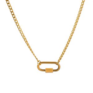 Stainless Steel Carabiner Pendant Necklace