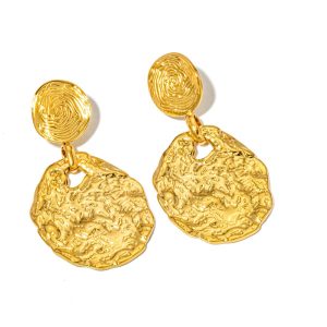 Classic French Stainless Steel Oval Pleated Earrings