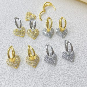 Copper gold-plated full-studded zircon earrings, birthday party gift for women girls