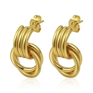Gold stainless steel earrings for women