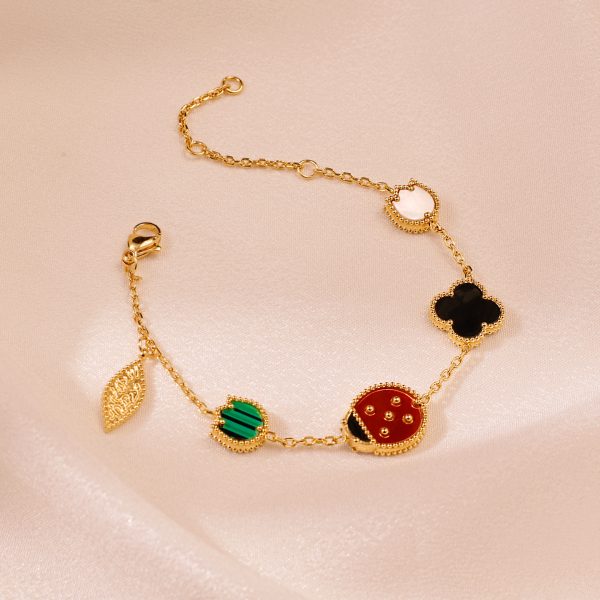 Stainless Steel Ladybug Bracelet Four-Leaf Clover Multicolor Bracelet - 图片 2