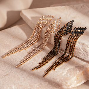 Long Zircon Tassel Earrings Hypoallergenic 925 Silver Needle Women's Earrings
